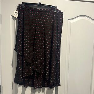 Anne Klein Asymmetrical Skirt in Black with Red Dots